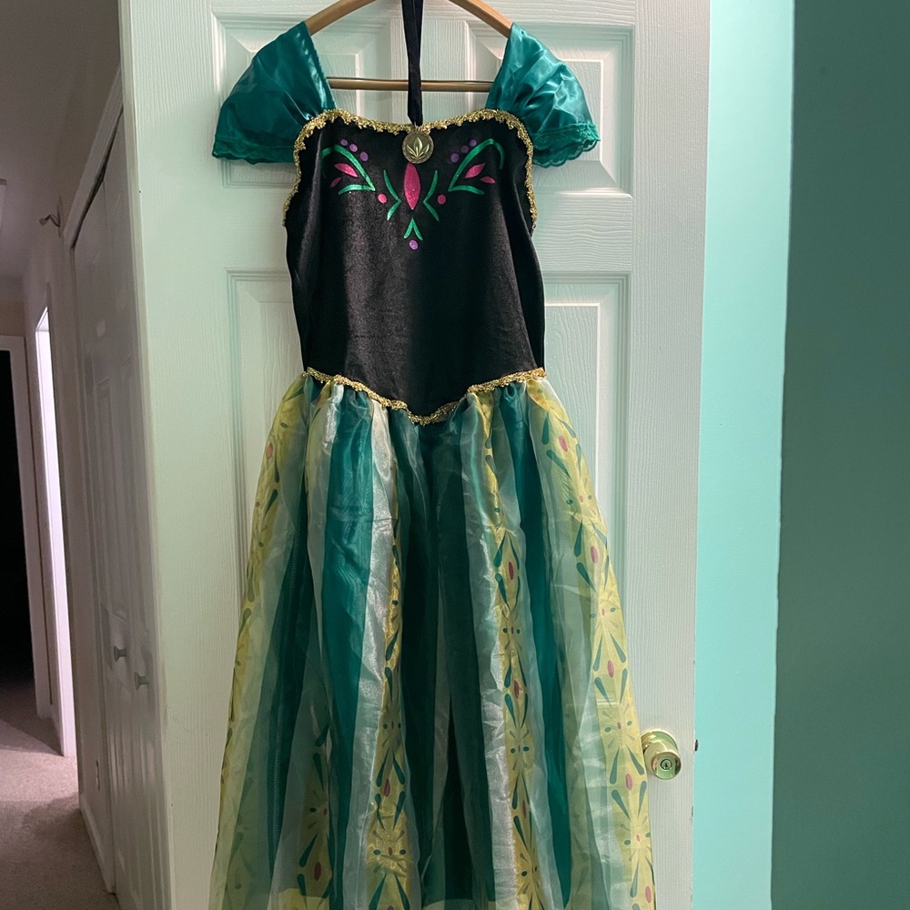 Disney Frozen Woman’s Anna costume size Large necklace included.
